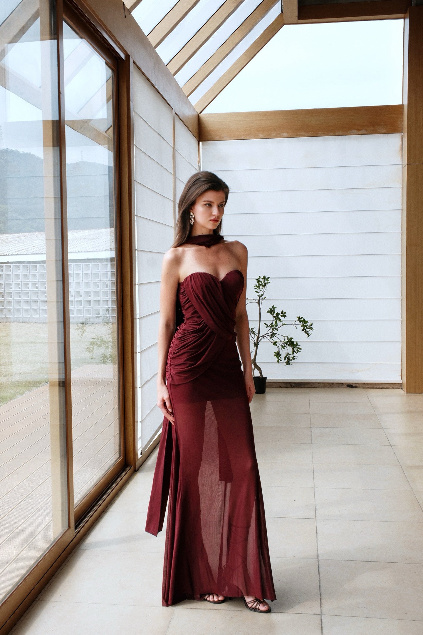 SHEERLUCK SLLYQ25223 Mesh ribbon irregular fish tail dress (3color)
