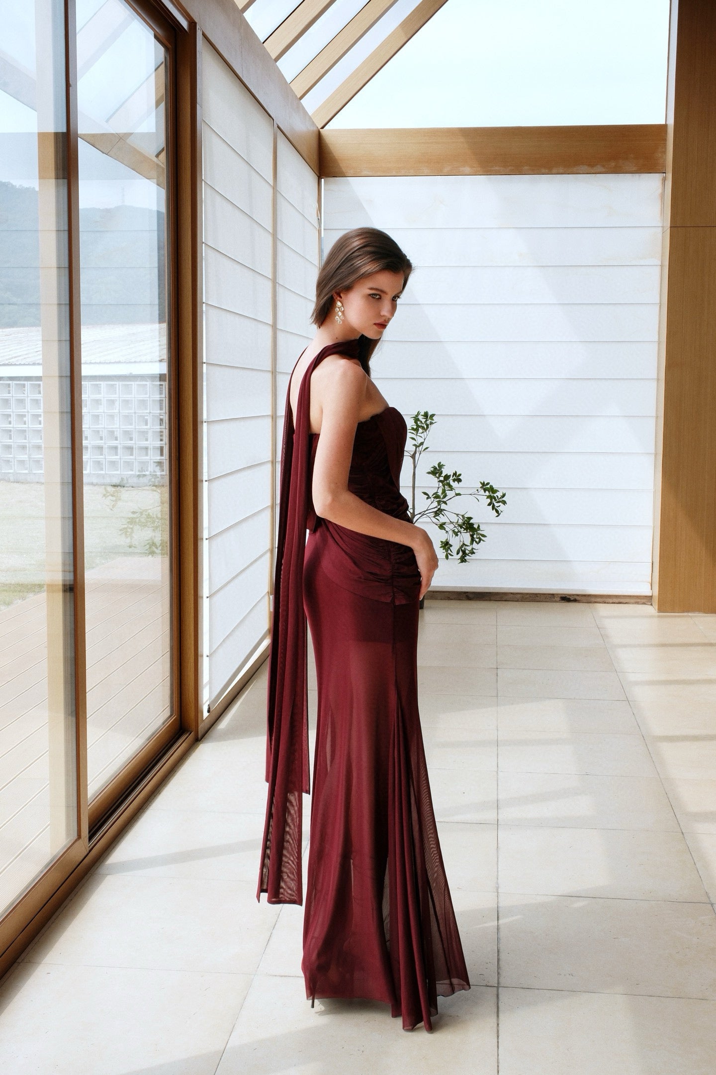 SHEERLUCK SLLYQ25223 Mesh ribbon irregular fish tail dress (3color)