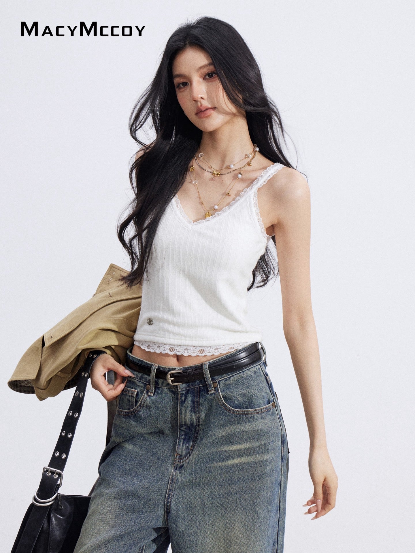 MacyMccoy MMC2026007 V-neck lace knit vest