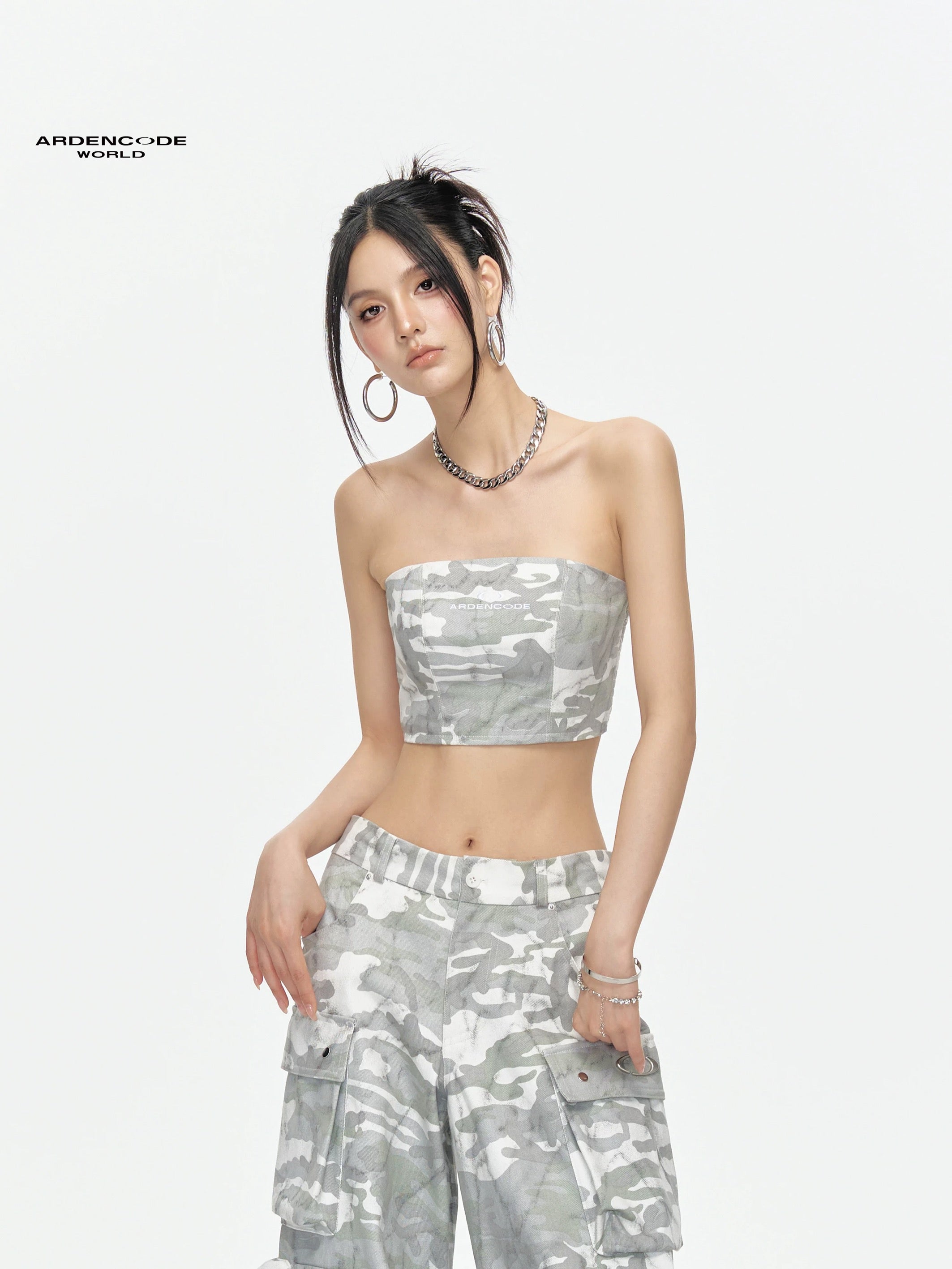 Arden Code Camouflage embroidery strap sleeveless vest