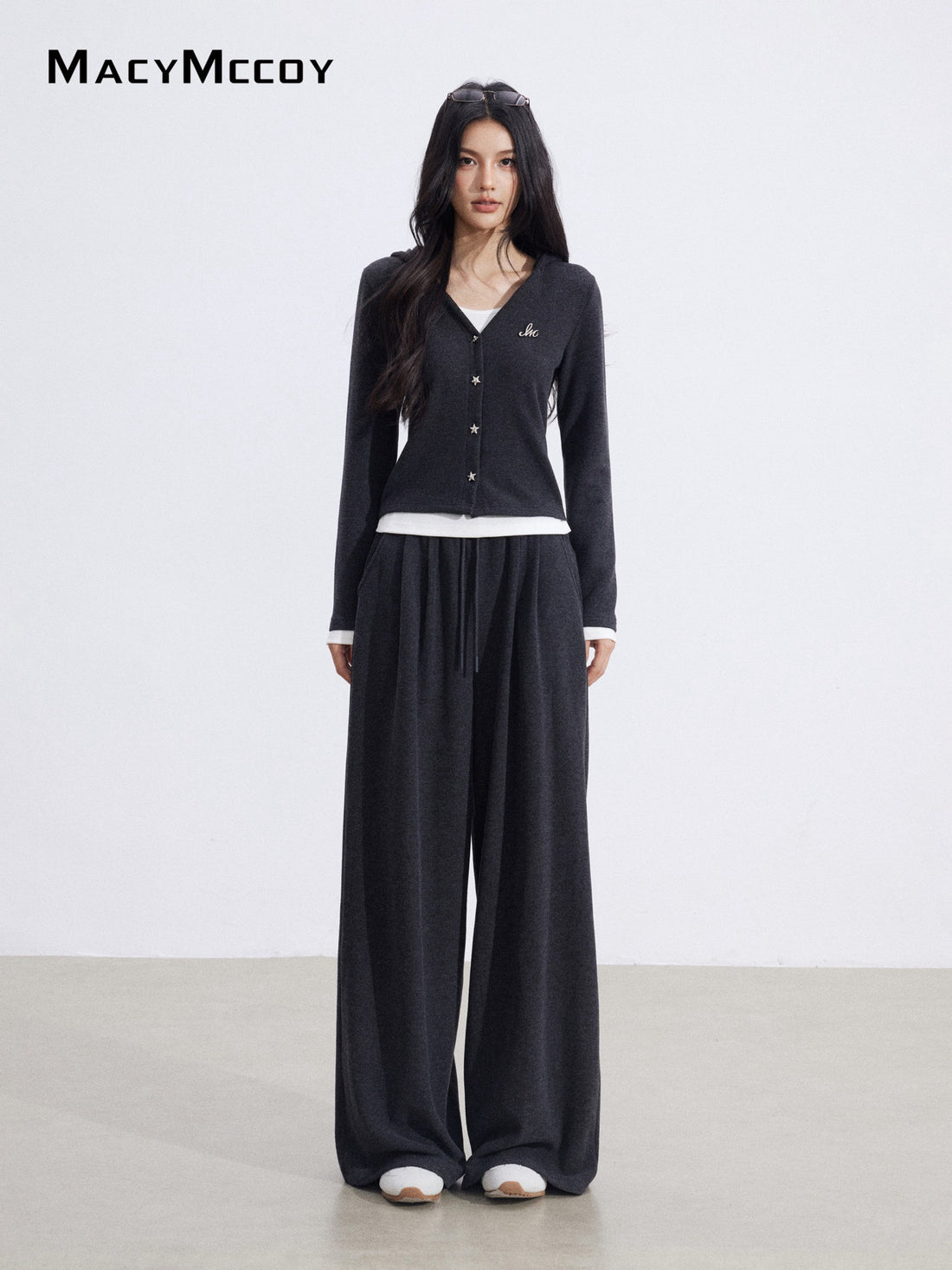 MacyMccoy MMC2026017 Fake two piece hooded set