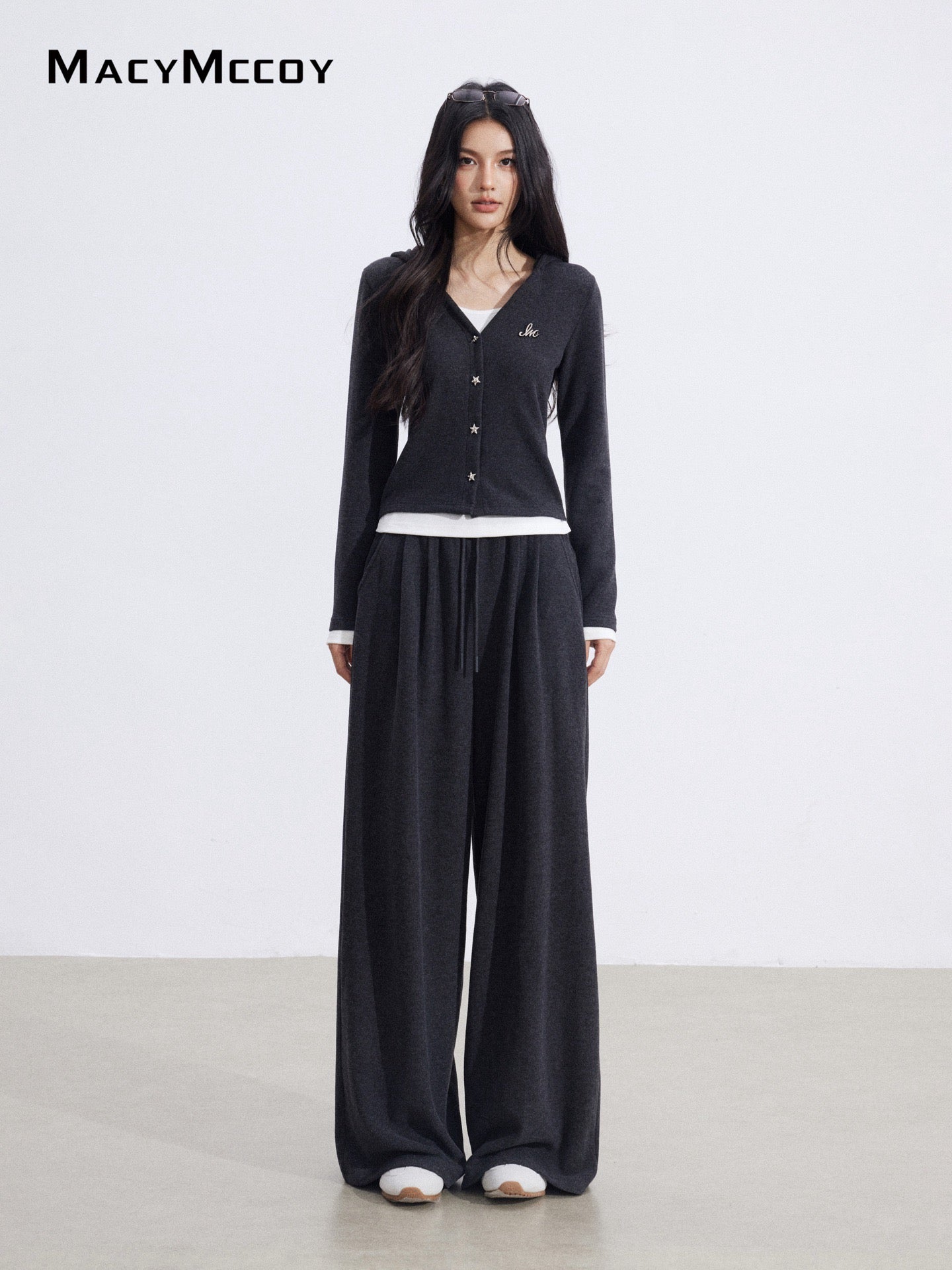 MacyMccoy MMC2026017 Fake two piece hooded set