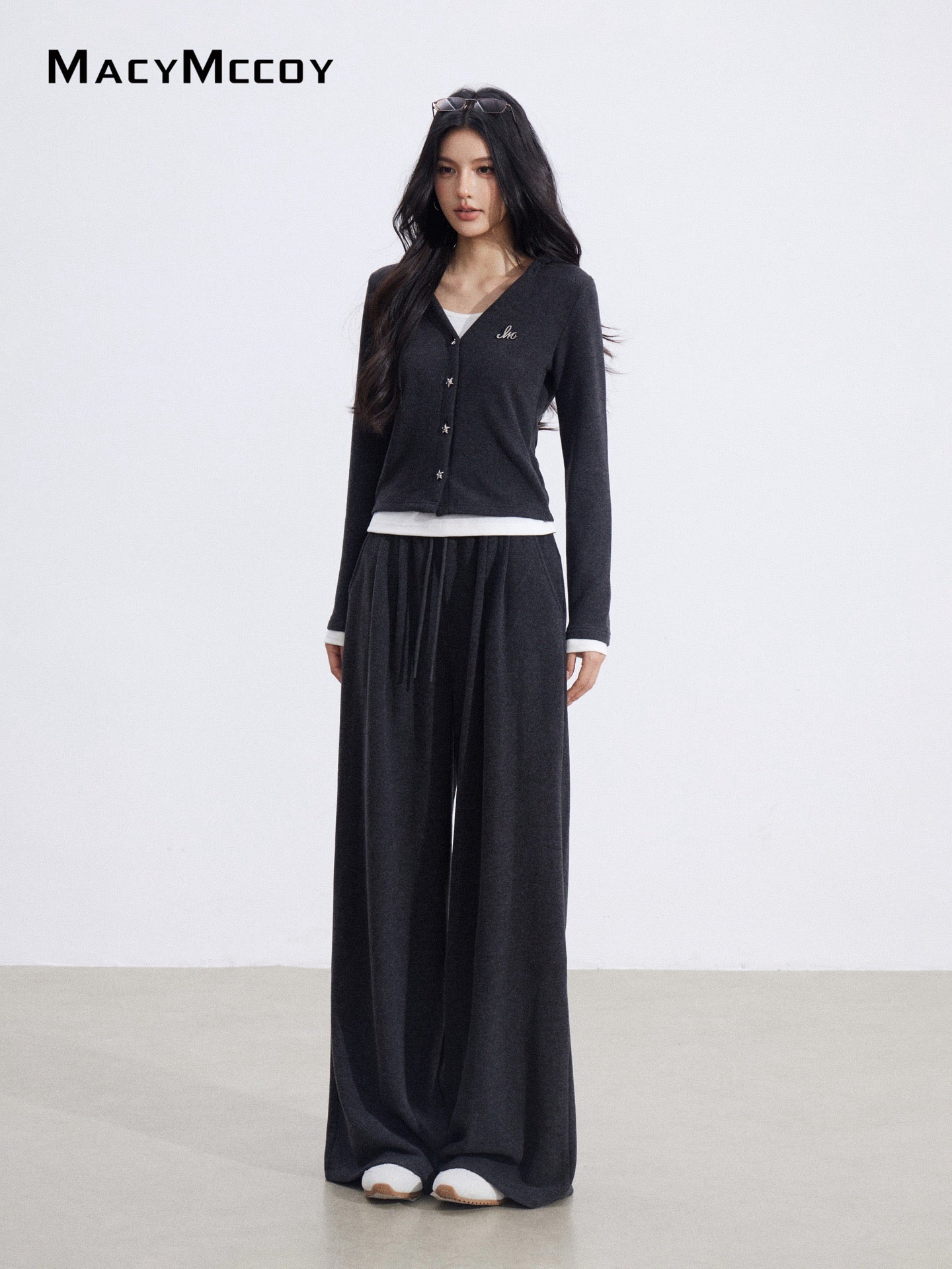MacyMccoy MMC2026017 Fake two piece hooded set