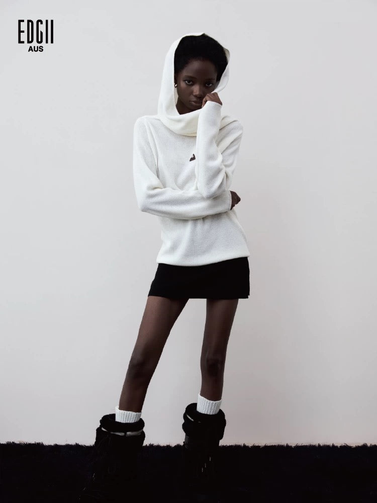 EDGII ED50AW12011 Hooded scarf knit base shirt