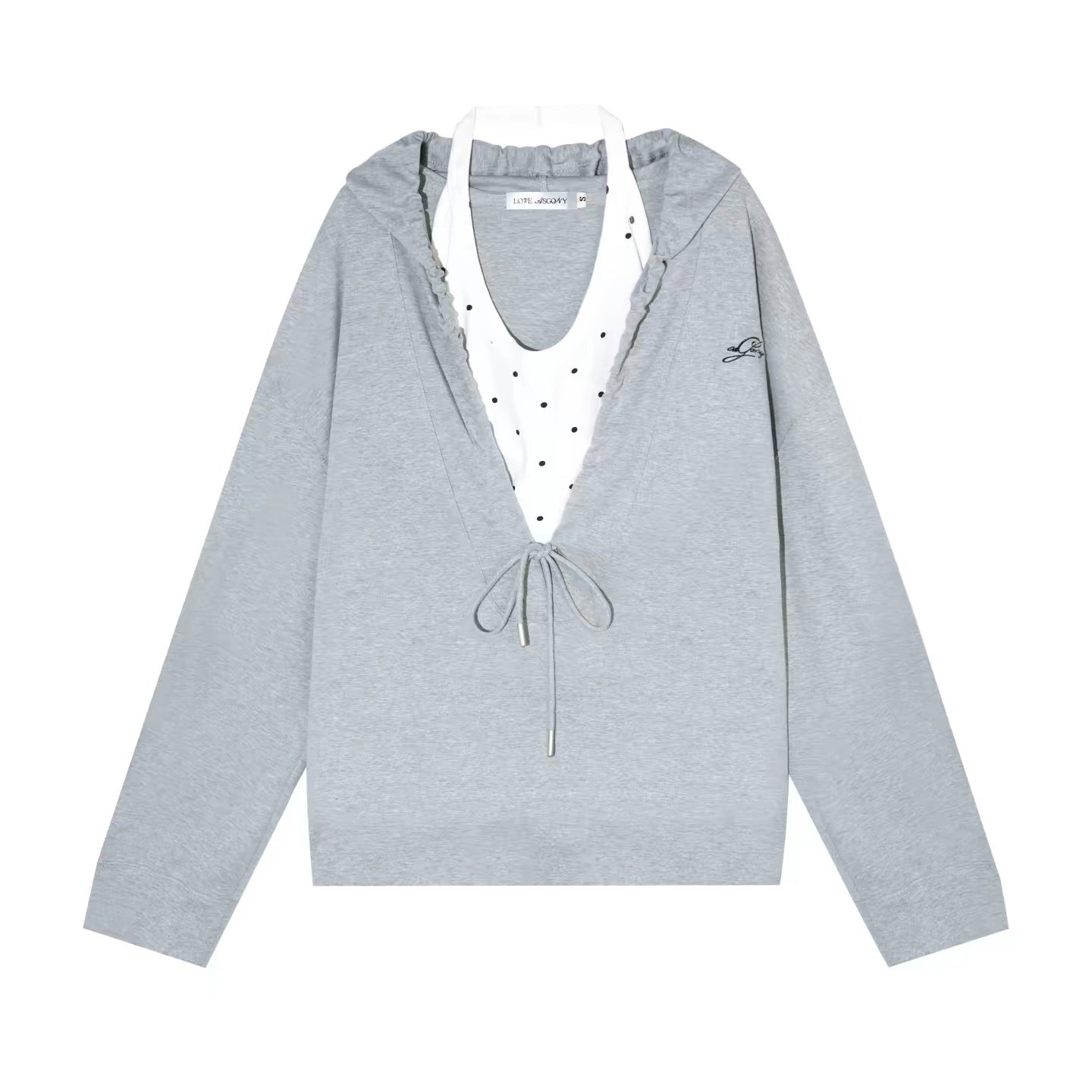 AsGony ASG25656&amp;ASG25657 Preppy style suspender hooded drawstring hoodie + pants