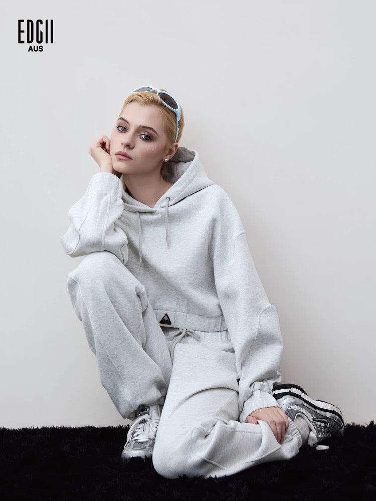 EDGII ED50AW16003&amp;ED50AW16005 Hooded drawstring hoodie + sweatpants set