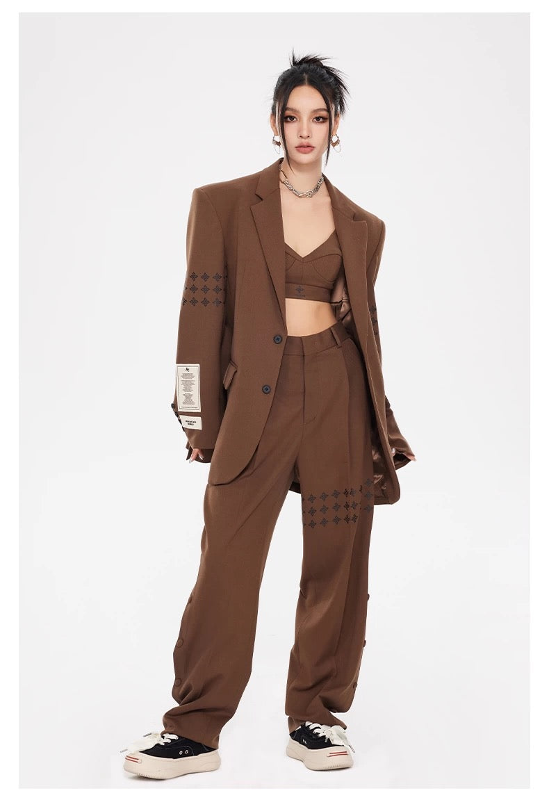 Arden Code Cross printed suit jacket + pants