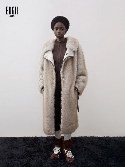 EDGII ED50AW1001 Waist cinching velvet long coat
