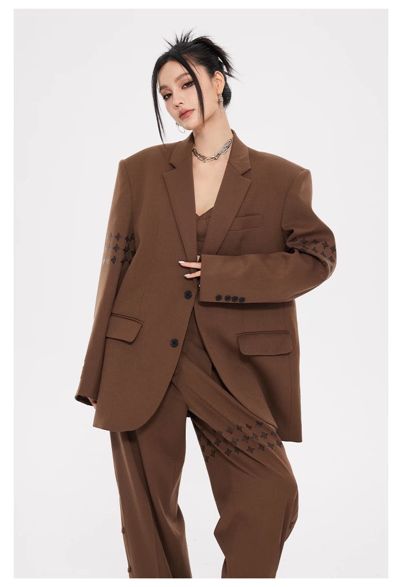 Arden Code Cross printed suit jacket + pants