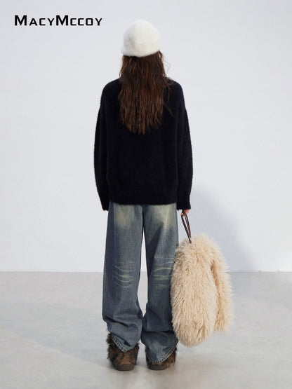 MacyMccoy MMC2025198 Cartoon puppy mink fur sweater