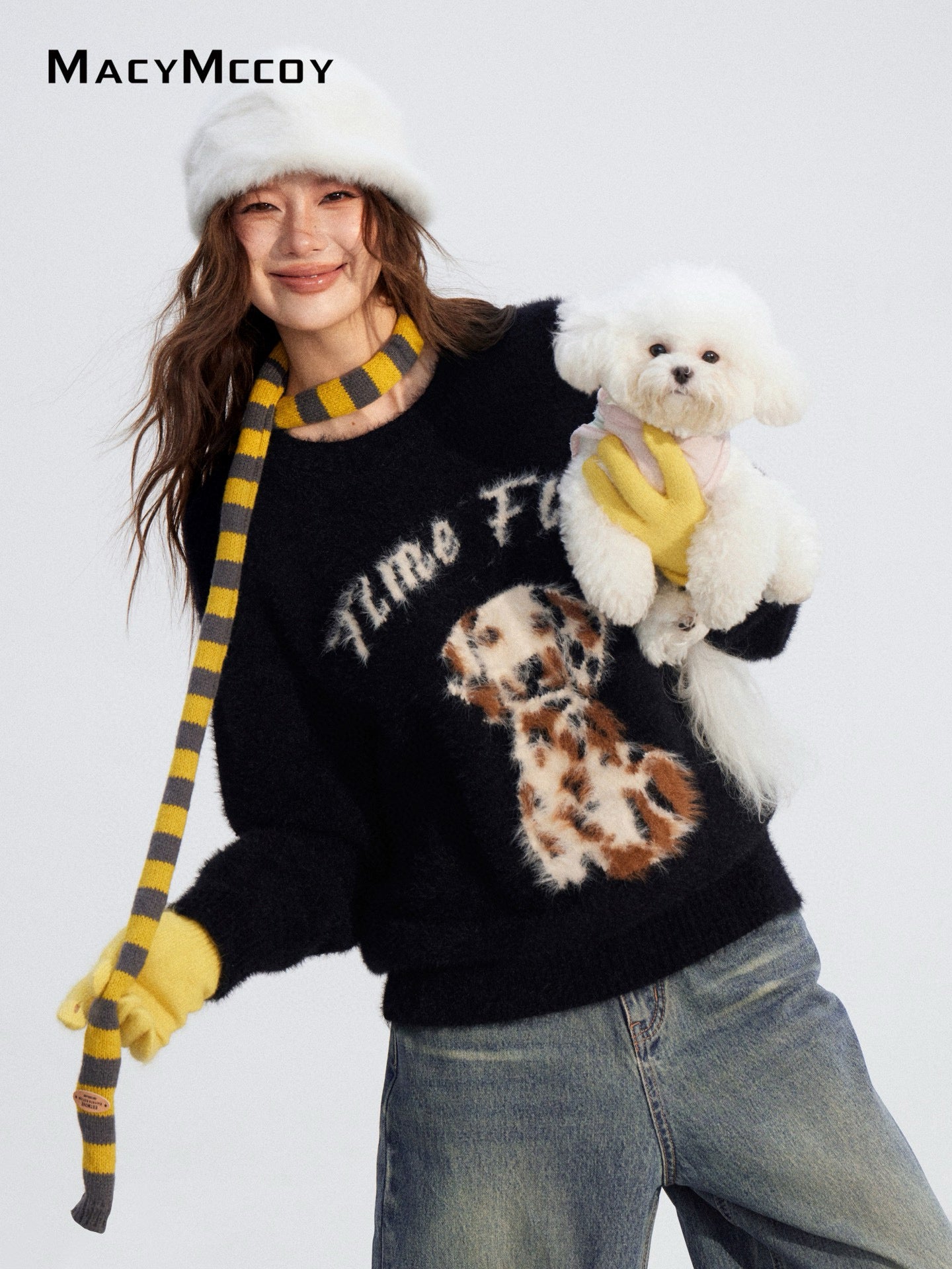 MacyMccoy MMC2025198 Cartoon puppy mink fur sweater