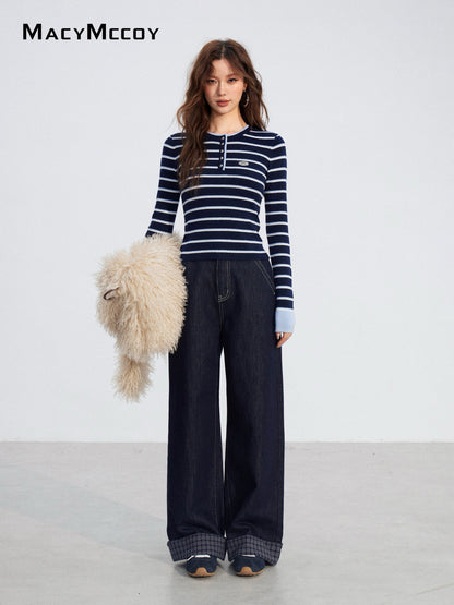 MacyMccoy MMC2025200 Contrasting striped knitted sweater