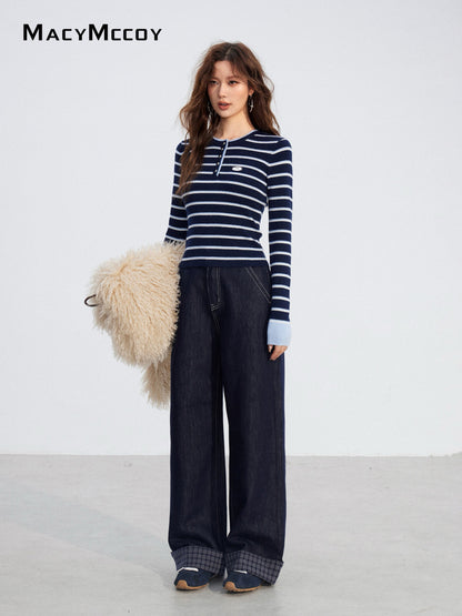 MacyMccoy MMC2025200 Contrasting striped knitted sweater