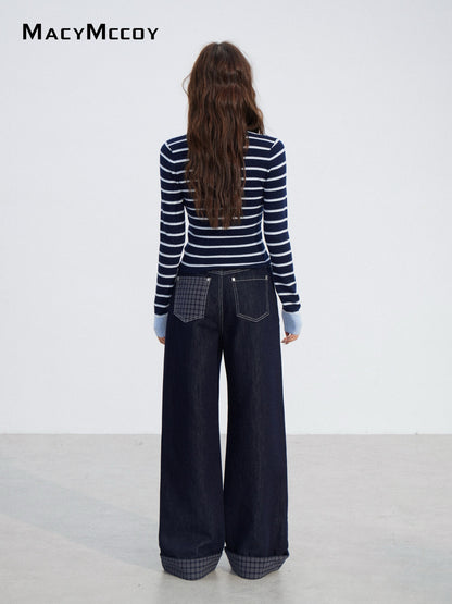 MacyMccoy MMC2025200 Contrasting striped knitted sweater