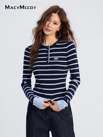 MacyMccoy MMC2025200 Contrasting striped knitted sweater