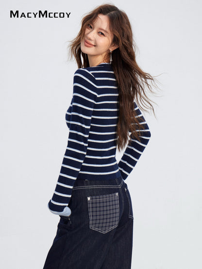 MacyMccoy MMC2025200 Contrasting striped knitted sweater