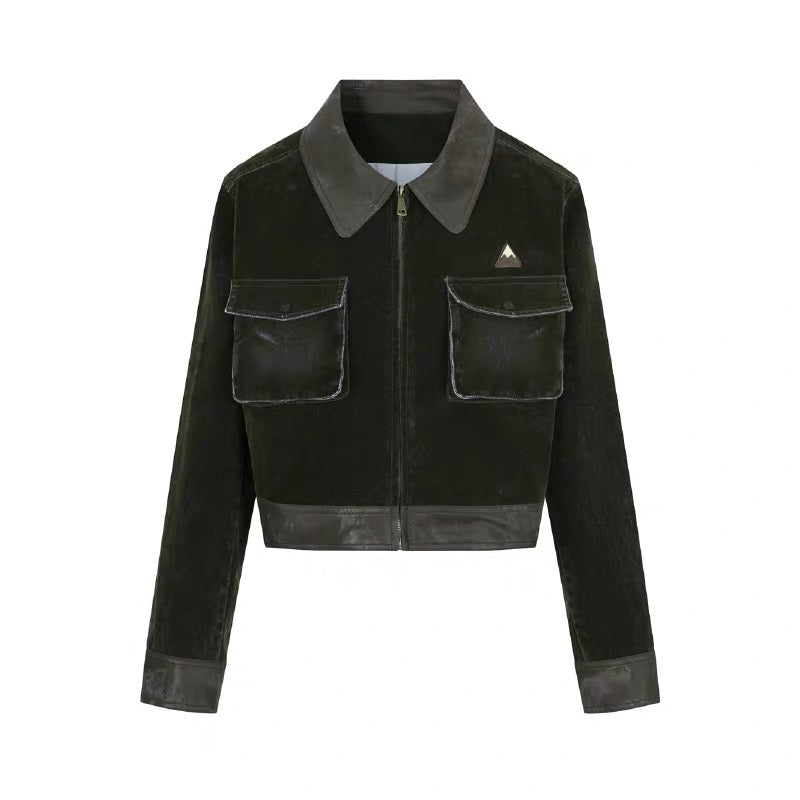 EDGII ED50AW15001 Cowboy collar patchwork jacket