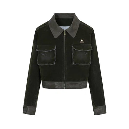 EDGII ED50AW15001 Cowboy collar patchwork jacket