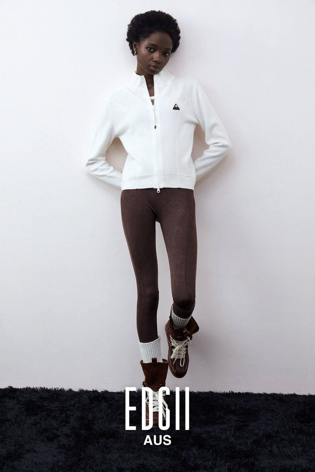 EDGII ED50AW12010 Double zipper knitted cardigan