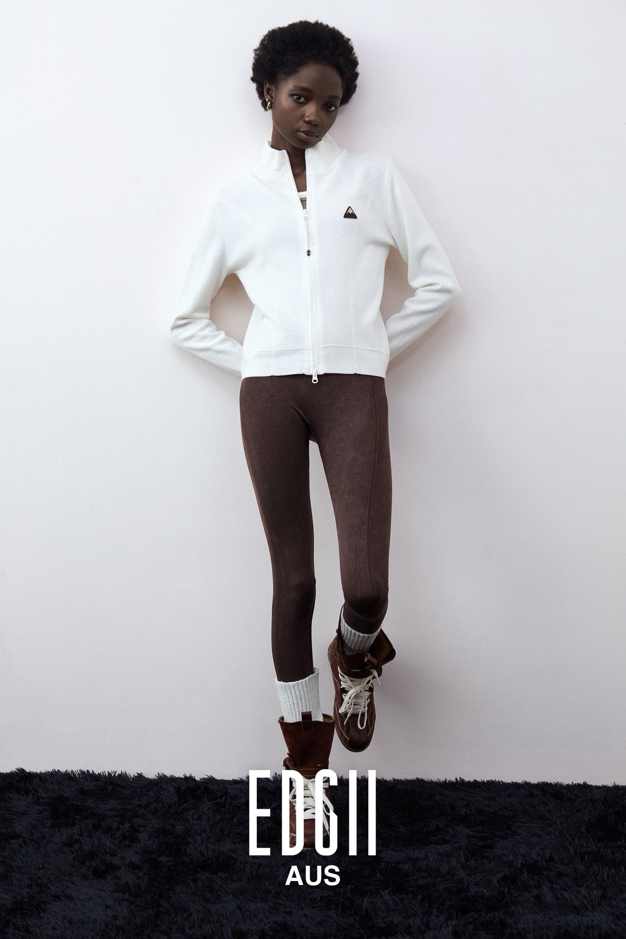 EDGII ED50AW12010 Double zipper knitted cardigan