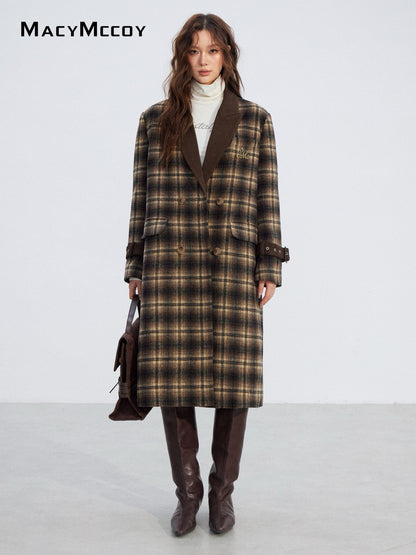 MacyMccoy MMC2025211 Plaid patchwork woolen coat