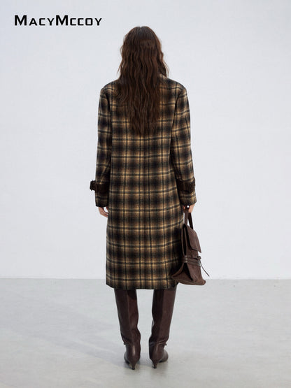 MacyMccoy MMC2025211 Plaid patchwork woolen coat