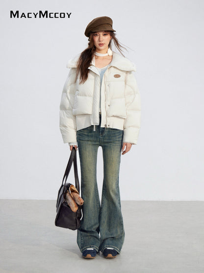 MacyMccoy MMC2025204 Large collar knitted spliced down jacket