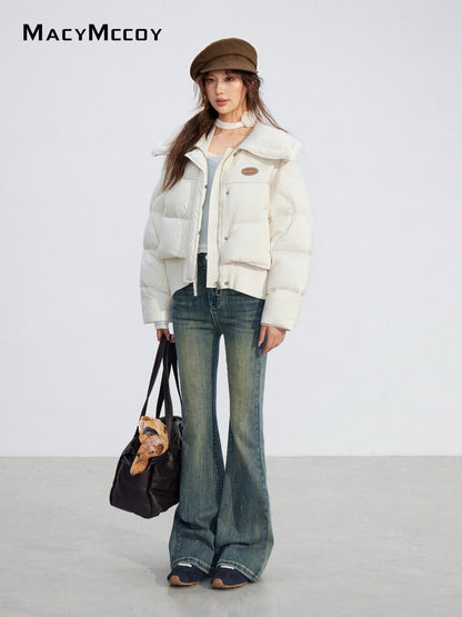 MacyMccoy MMC2025204 Large collar knitted spliced down jacket