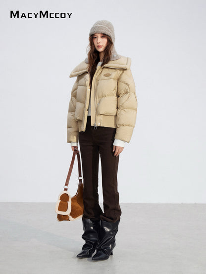 MacyMccoy MMC2025204 Large collar knitted spliced down jacket