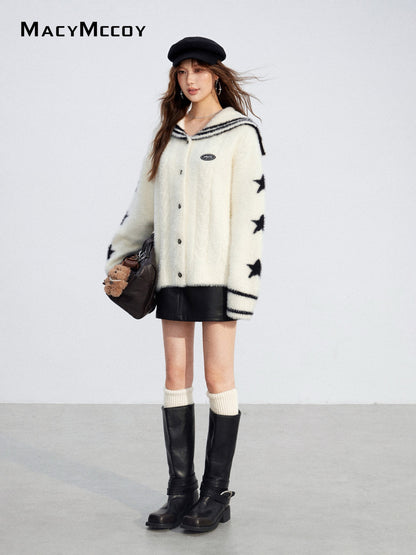 MacyMccoy MMC2025213 Large collar mink fur sweater