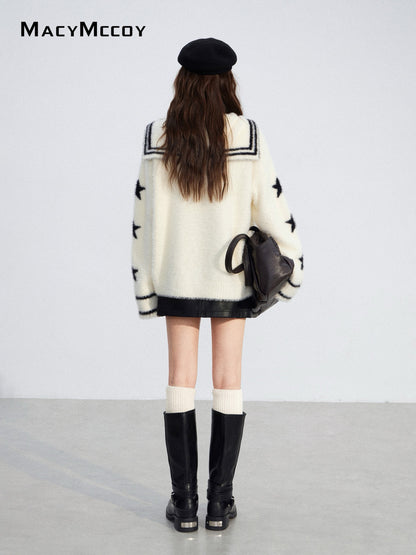 MacyMccoy MMC2025213 Large collar mink fur sweater