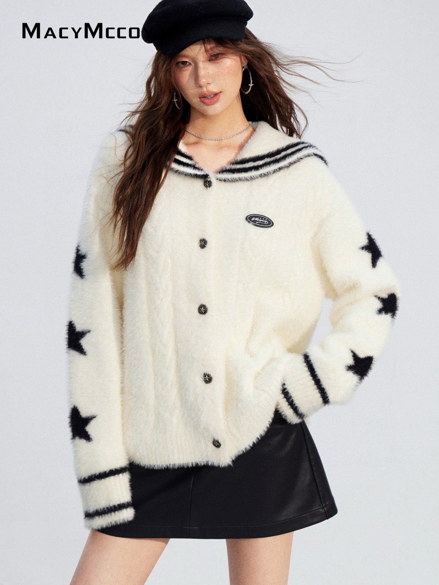 MacyMccoy MMC2025213 Large collar mink fur sweater