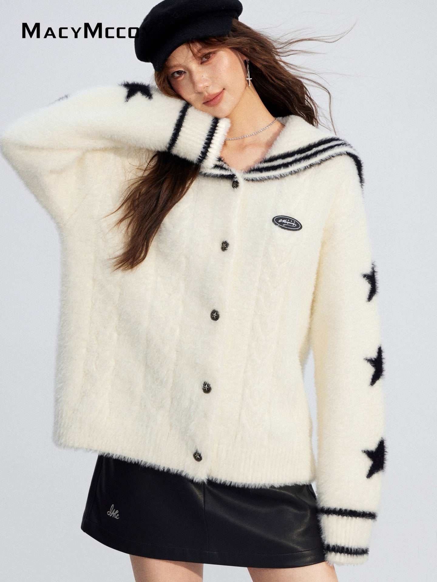 MacyMccoy MMC2025213 Large collar mink fur sweater