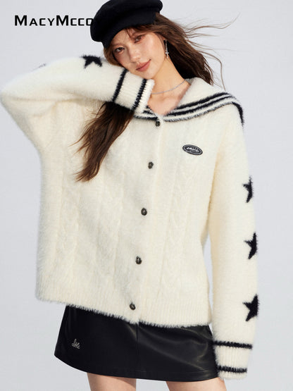 MacyMccoy MMC2025213 Large collar mink fur sweater