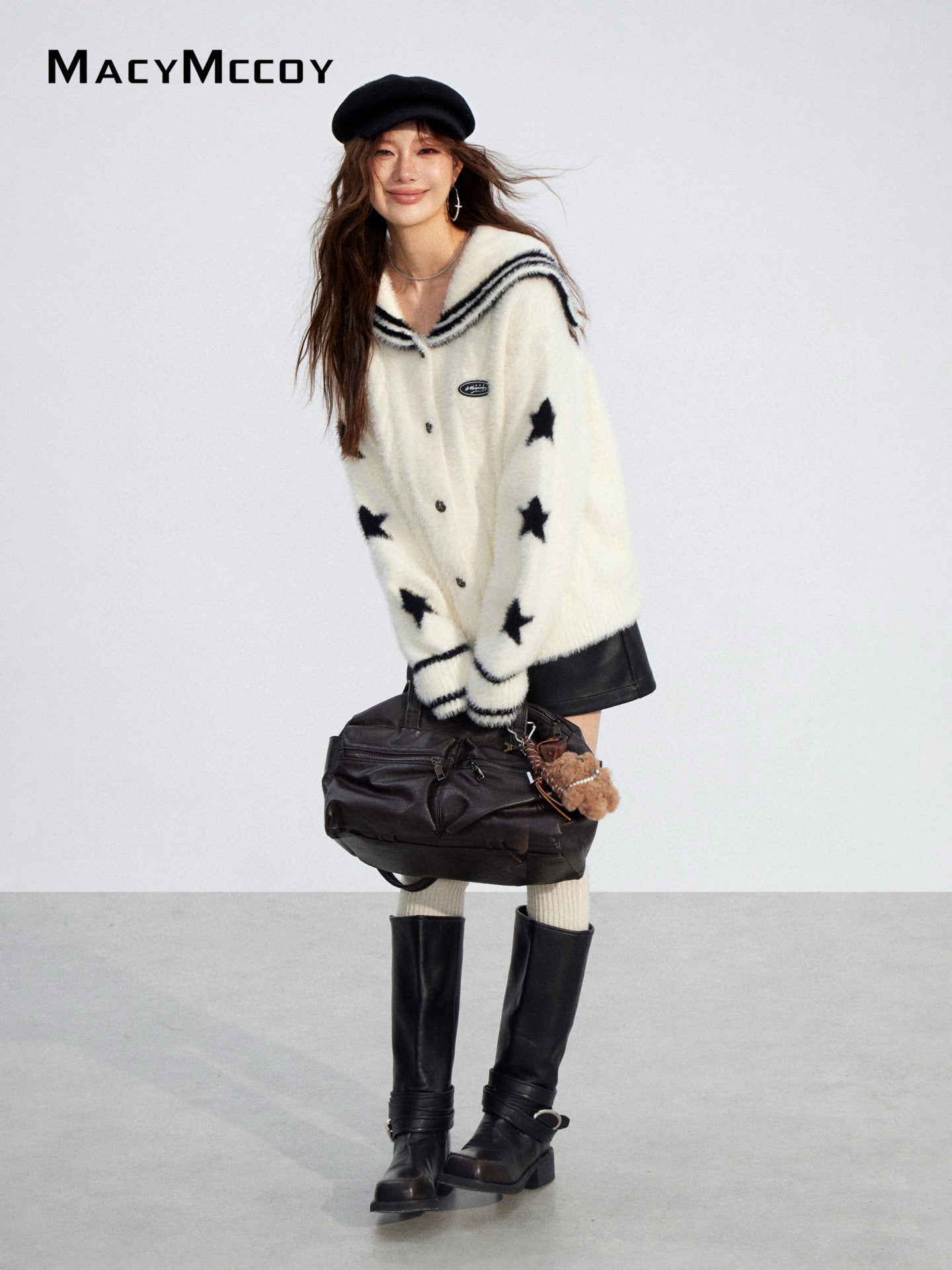 MacyMccoy MMC2025213 Large collar mink fur sweater