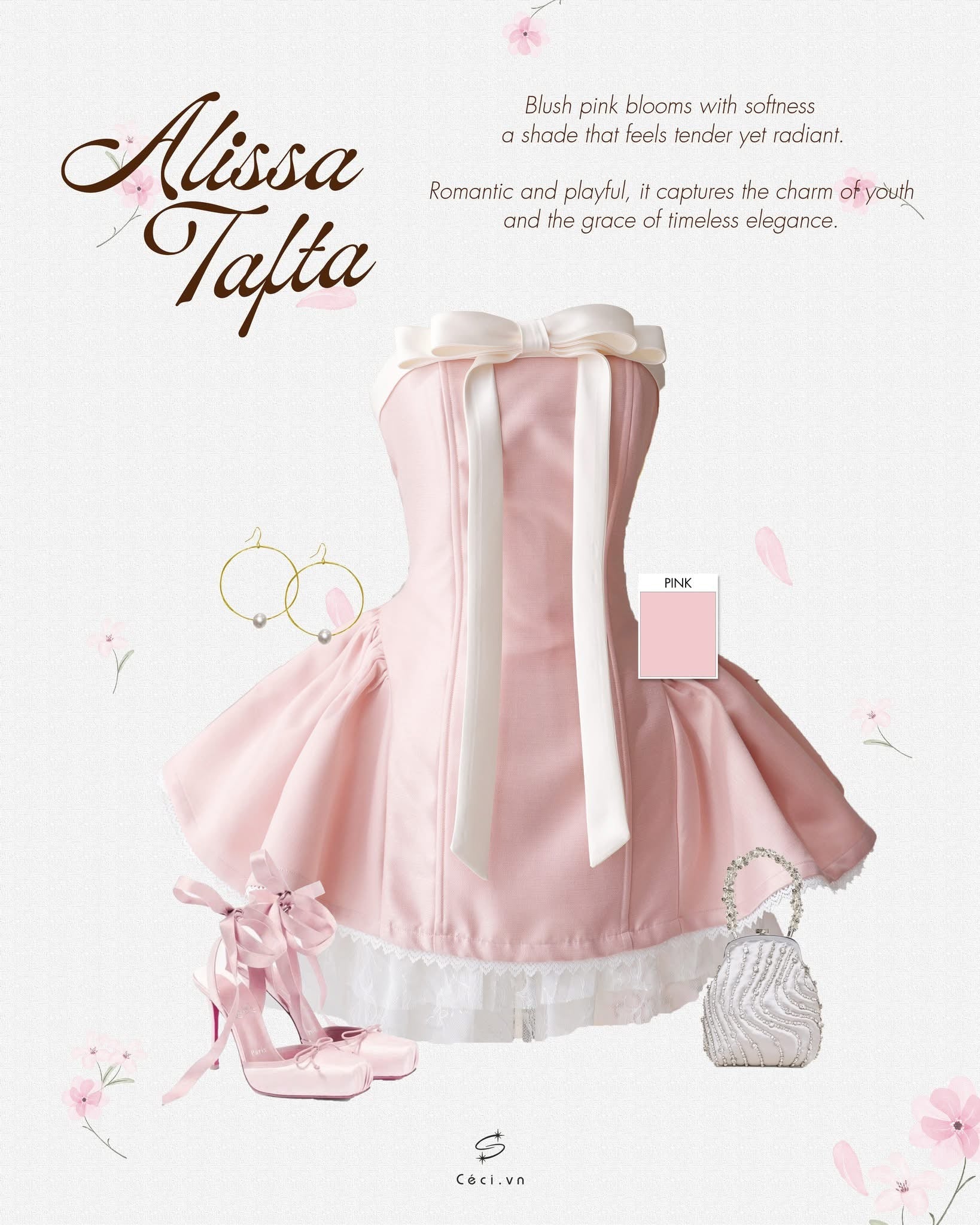 Ceci Alissa Tafta Dress (Pink)
