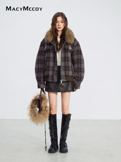 MacyMccoy MMC2025205 Woolen plaid cotton jacket