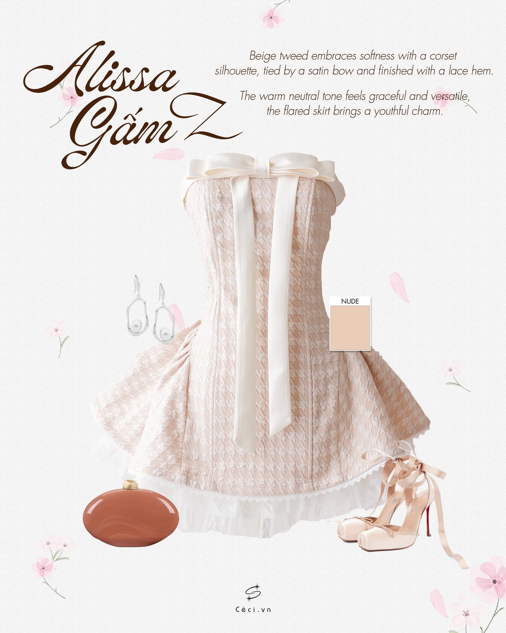 Ceci Alissa Gấm Z Dress (Cream)