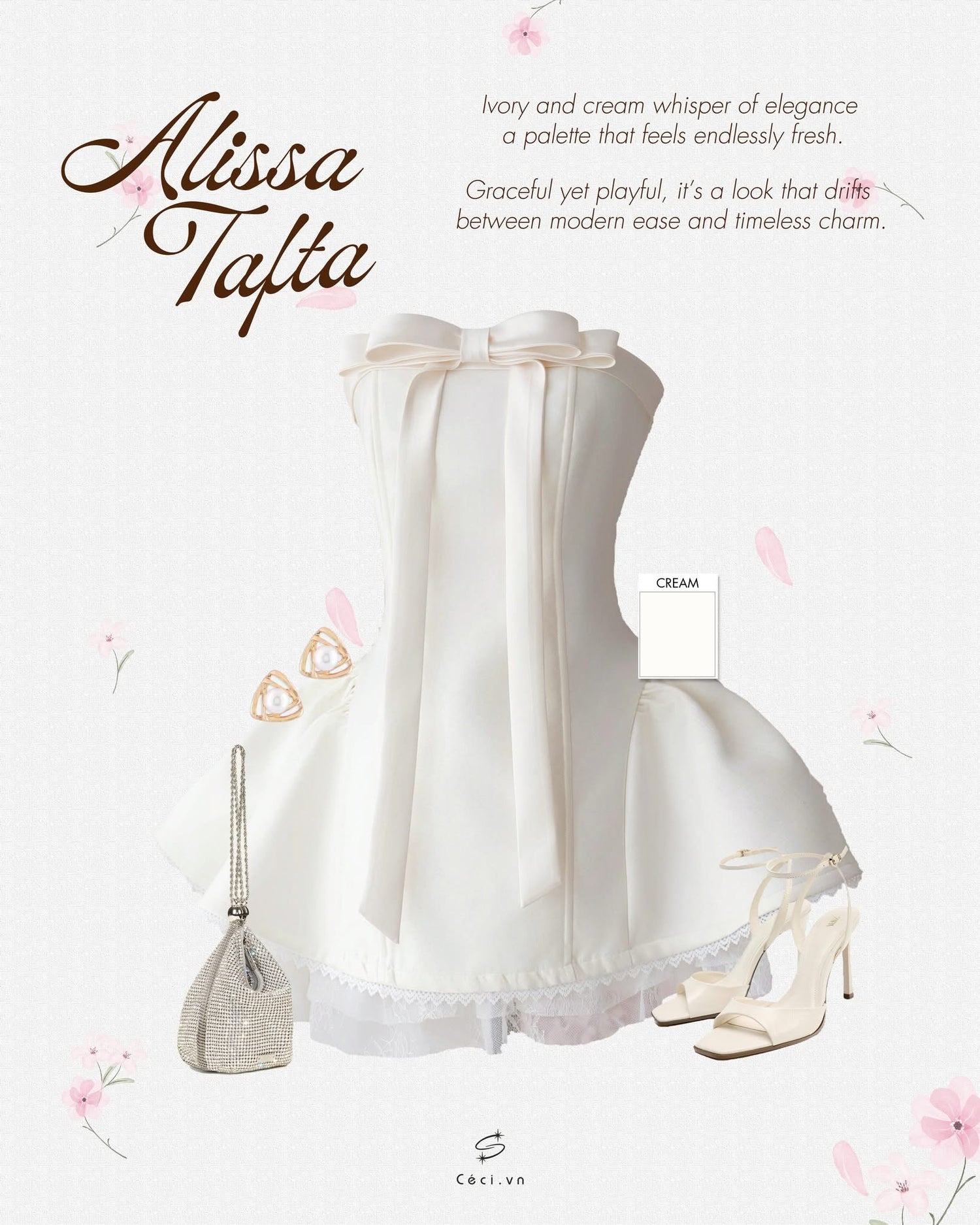 Ceci Alissa Tafta Dress (Cream)