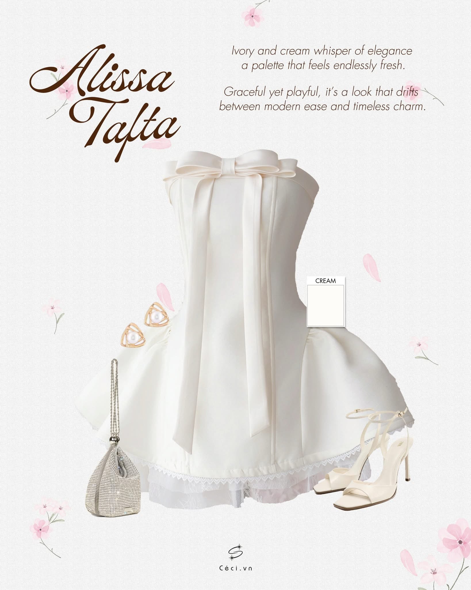 Ceci Alissa Tafta Dress (Cream)