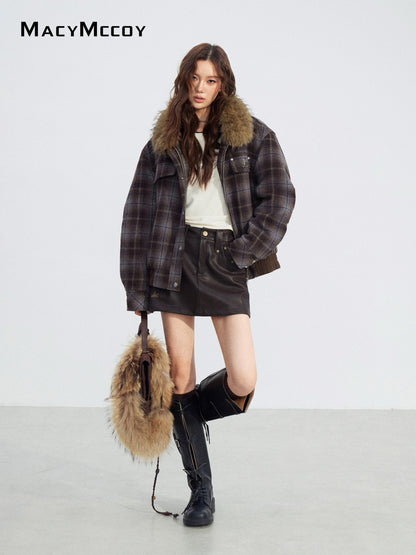 MacyMccoy MMC2025205 Woolen plaid cotton jacket