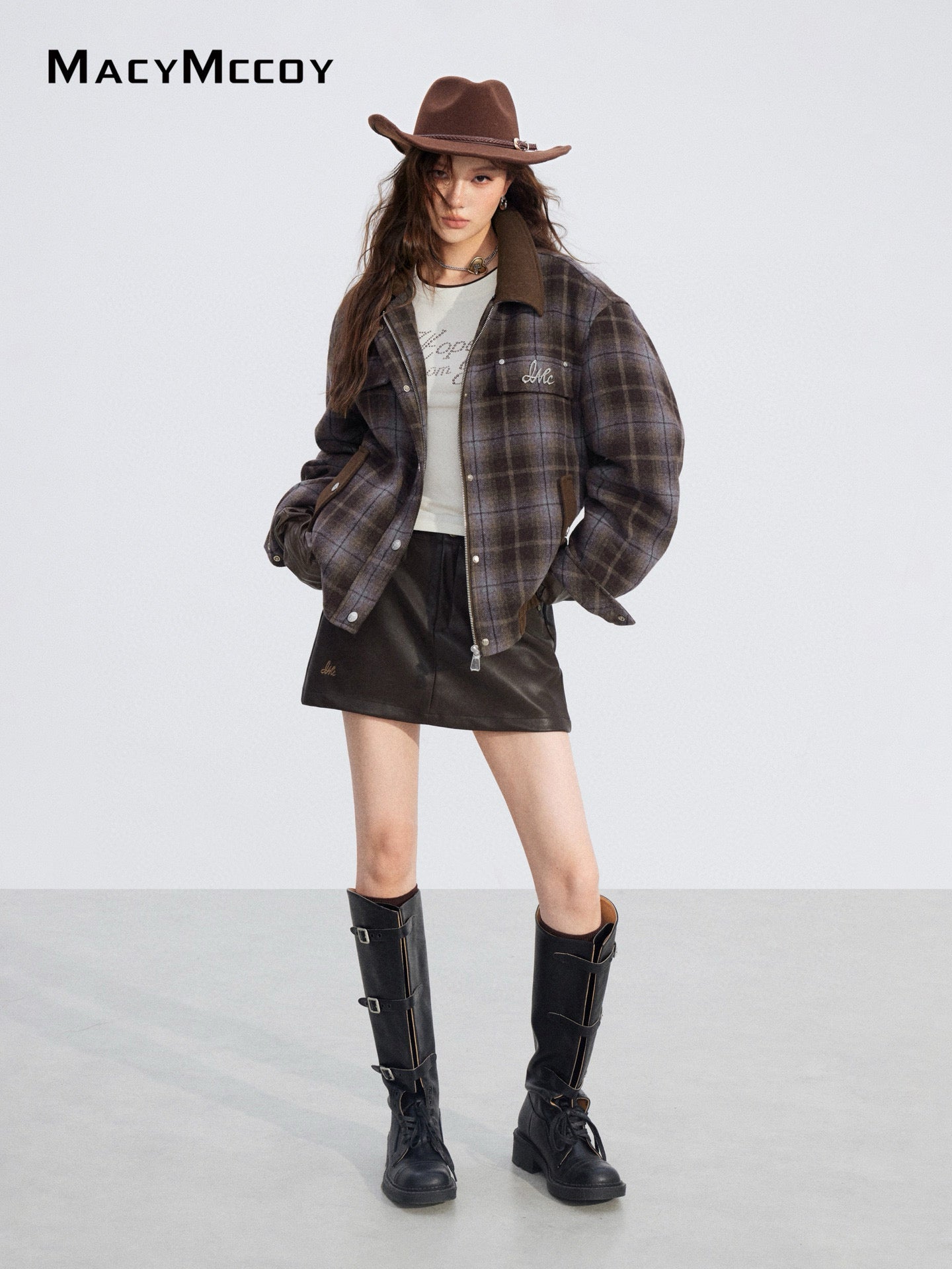 MacyMccoy MMC2025205 Woolen plaid cotton jacket