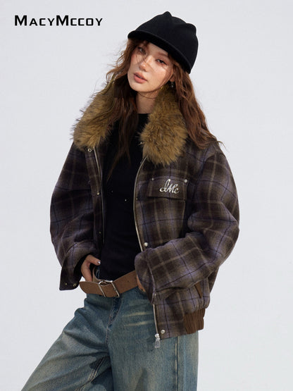 MacyMccoy MMC2025205 Woolen plaid cotton jacket