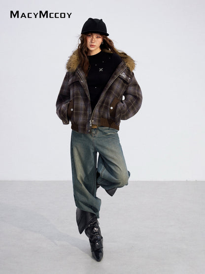 MacyMccoy MMC2025205 Woolen plaid cotton jacket