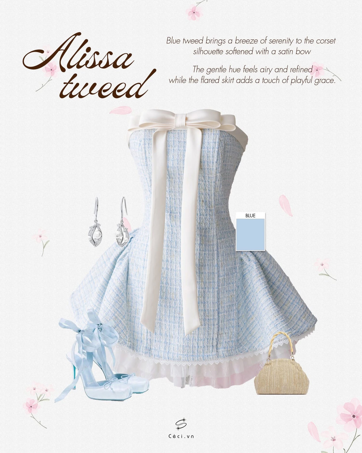 Ceci Alissa Tweed Dress (Blue)