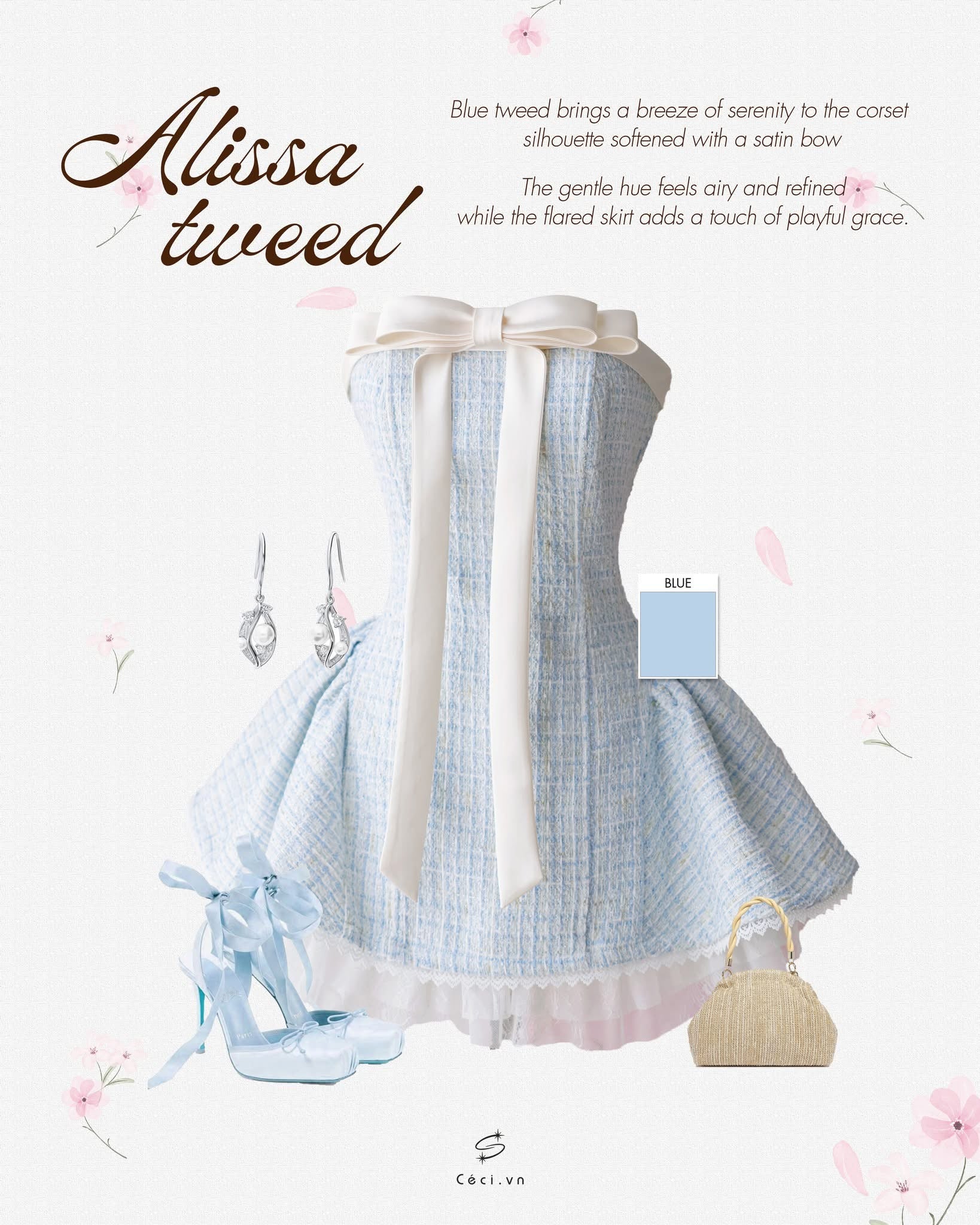 Ceci Alissa Tweed Dress (Blue)