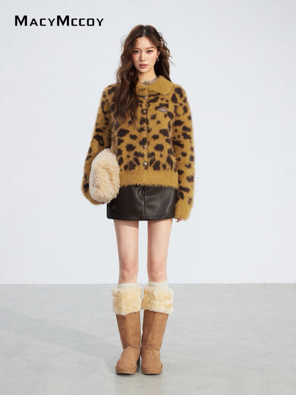 MacyMccoy MMC2025206 Mink fur leopard print sweater