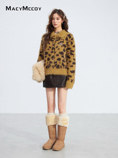 MacyMccoy MMC2025206 Mink fur leopard print sweater