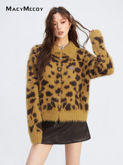 MacyMccoy MMC2025206 Mink fur leopard print sweater