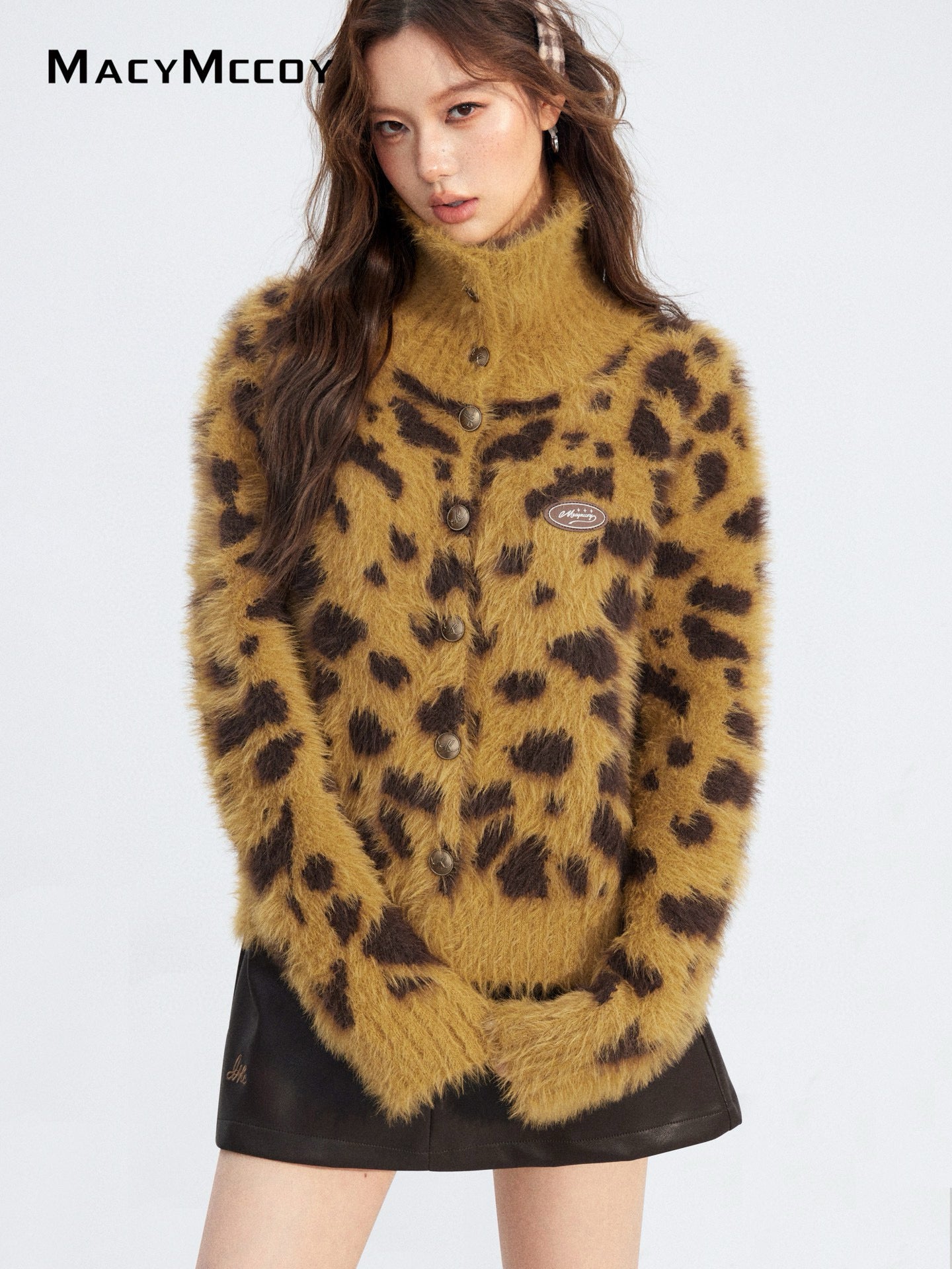 MacyMccoy MMC2025206 Mink fur leopard print sweater